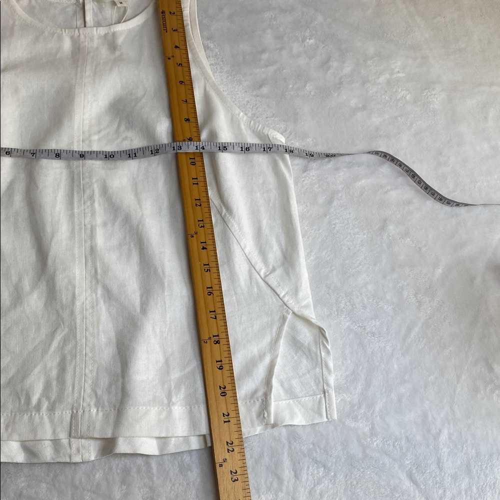 Max Studio White Linen Blend Sleeveless Tank Top - Picture 4 of 12